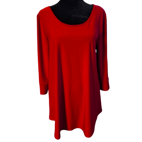 Compli K Red Tunic Shirt For a Fun Night Out Zipper Sleeve - Picture 2 of 6